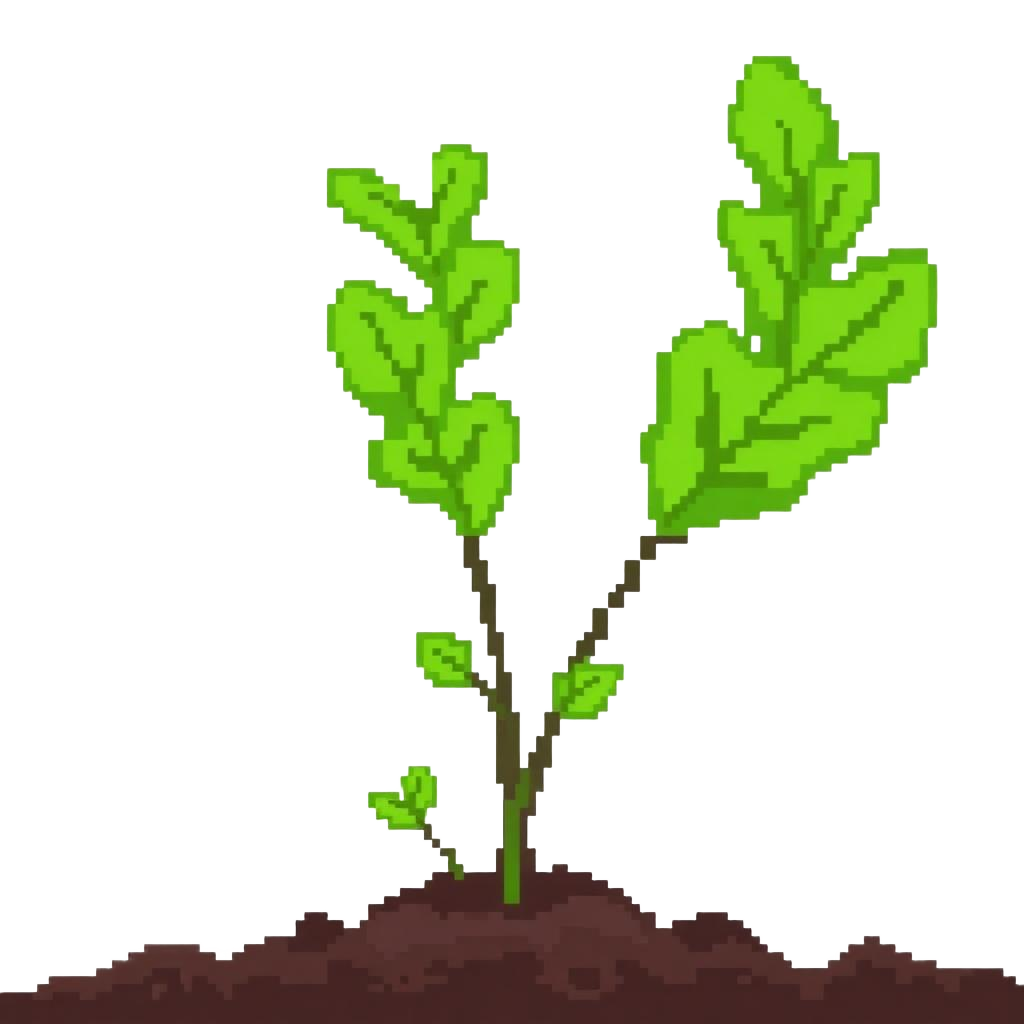 Radish greens sprouting from soil